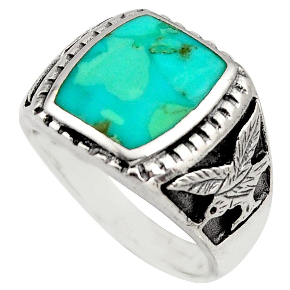 5.81cts green arizona mohave turquoise 925 sterling silver ring size 9.5 c8723