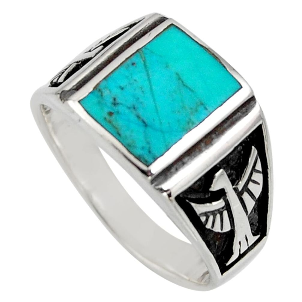 8.47gms green arizona mohave turquoise enamel 925 silver ring size 11.5 c8727