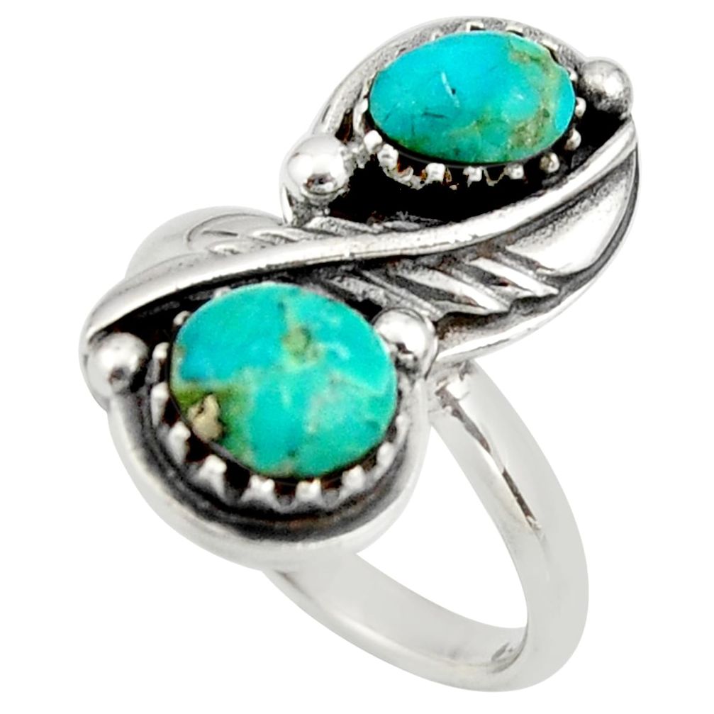 925 sterling silver 5.63cts green arizona mohave turquoise ring size 7 c8728