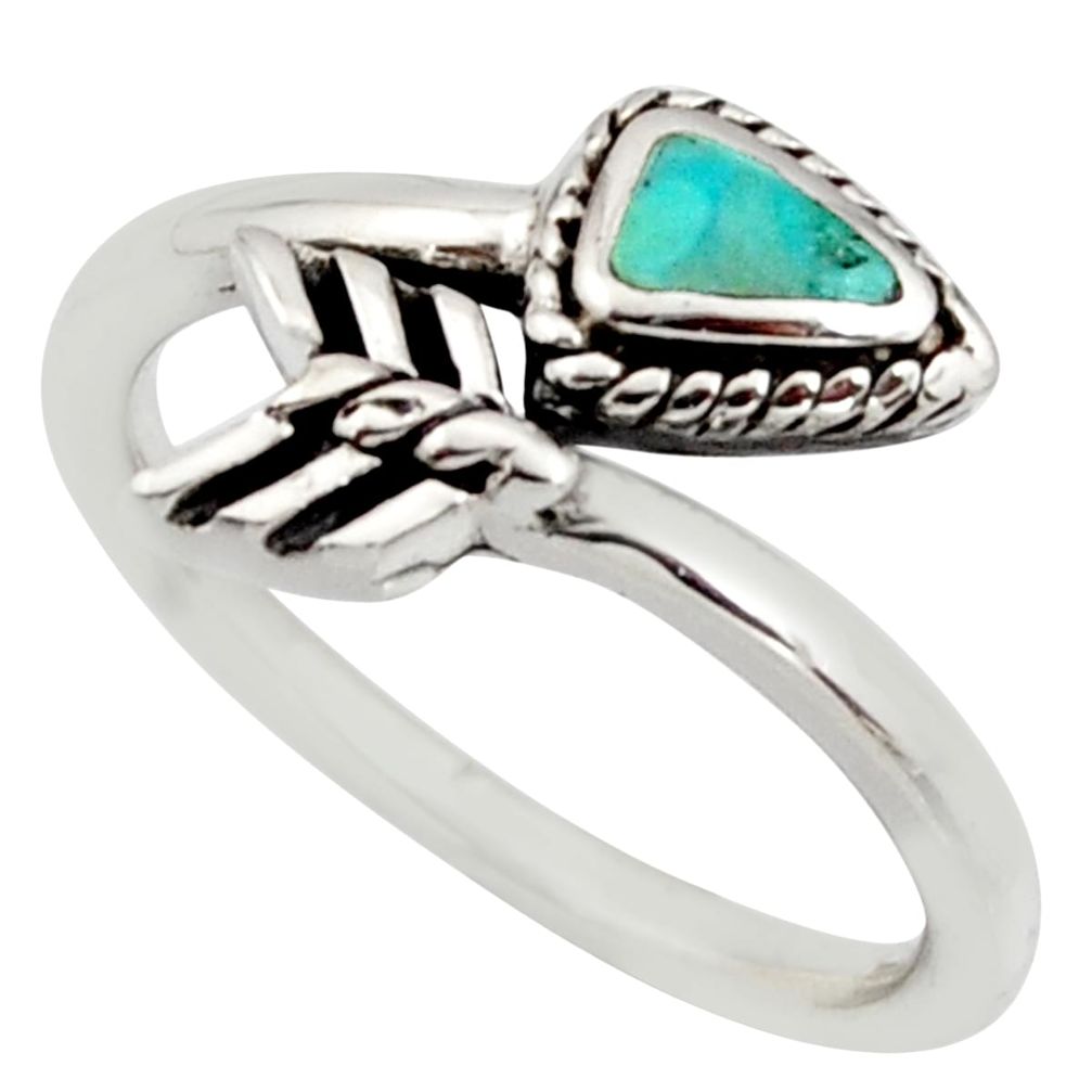4.48gms green arizona mohave turquoise 925 silver adjustable ring size 8.5 c8729