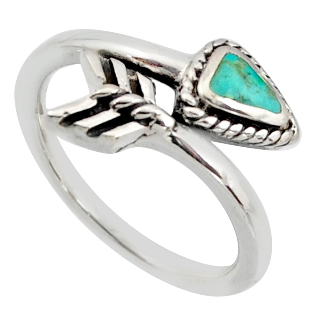 4.26gms green arizona mohave turquoise 925 silver adjustable ring size 8 c8731