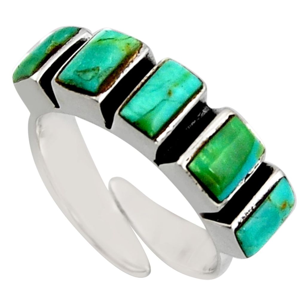 925 silver 5.11cts green arizona mohave turquoise adjustable ring size 6.5 c8732