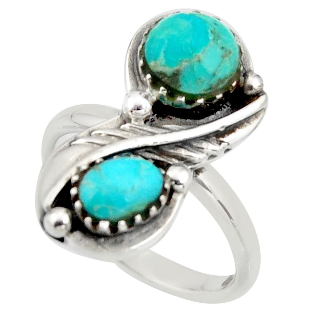 5.62cts green arizona mohave turquoise 925 sterling silver ring size 8 c8734
