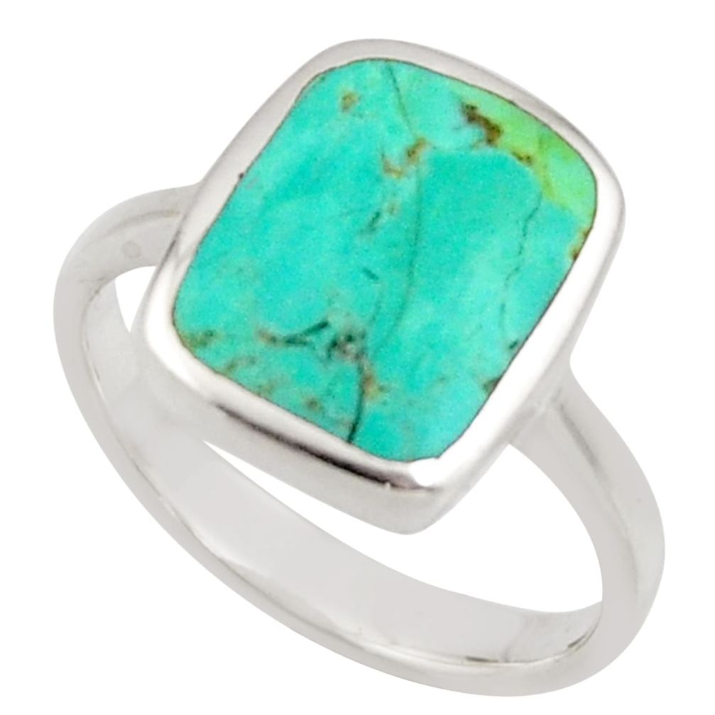 4.69gms green arizona mohave turquoise enamel 925 silver ring size 7 c8737