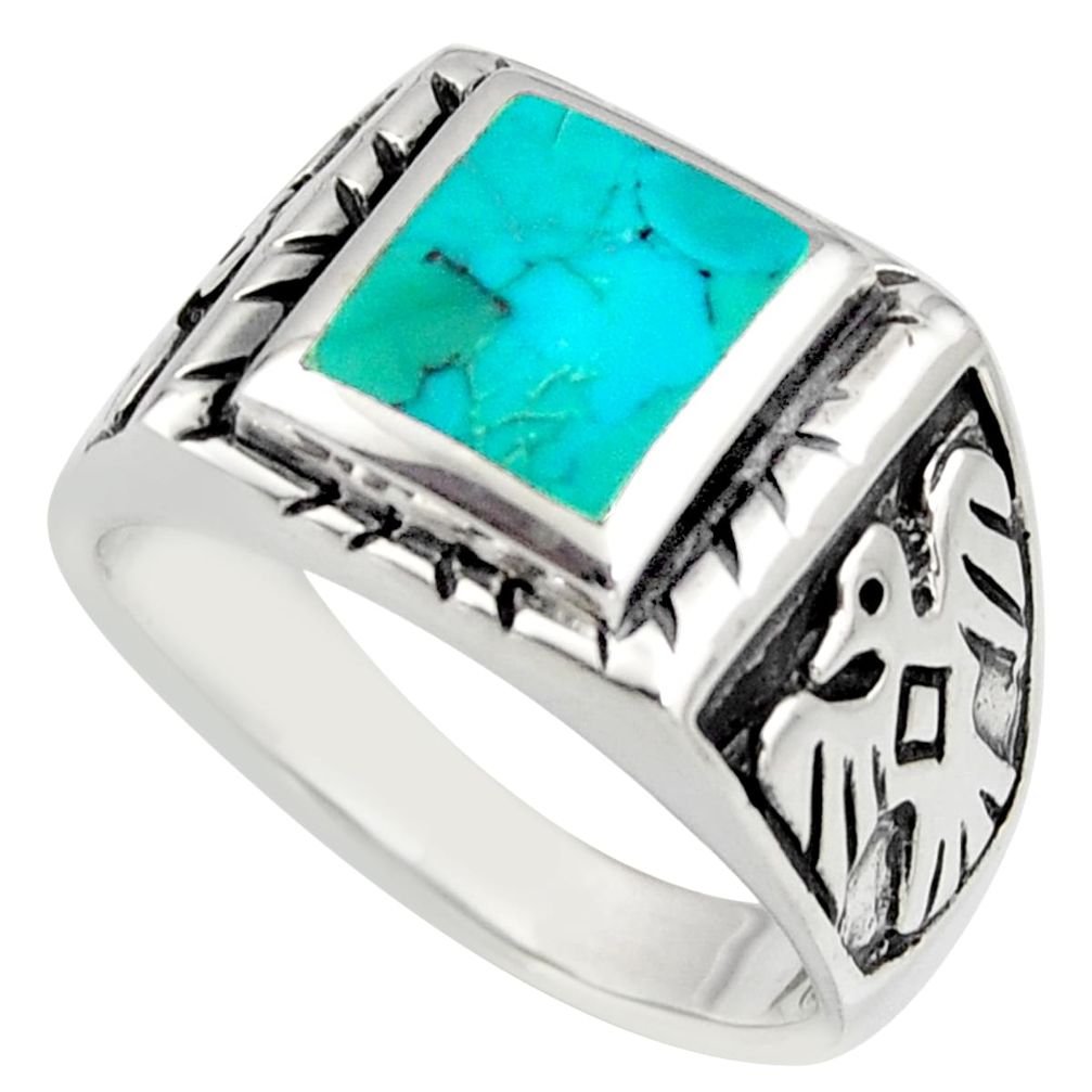 925 sterling silver 4.10cts green arizona mohave turquoise ring size 12 c8740