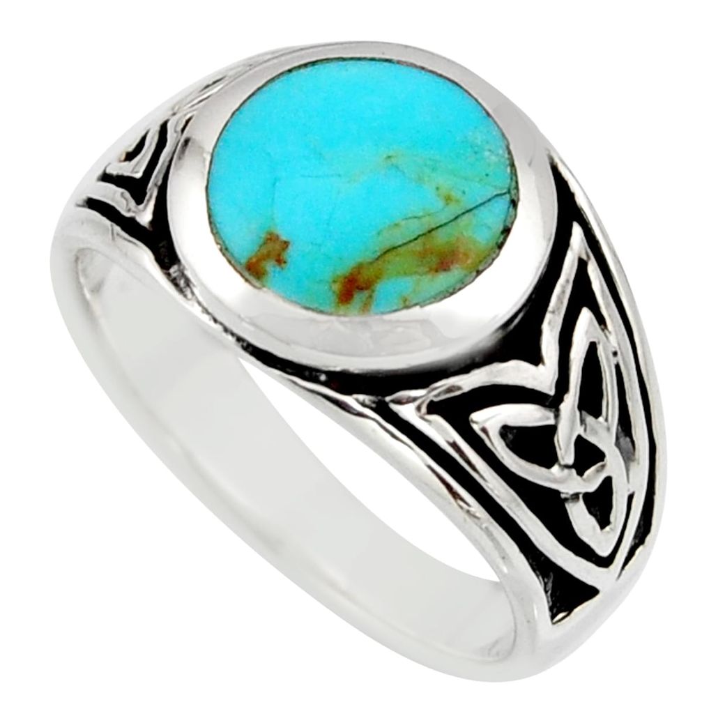 8.02gms green arizona mohave turquoise enamel 925 silver ring size 9.5 c8747