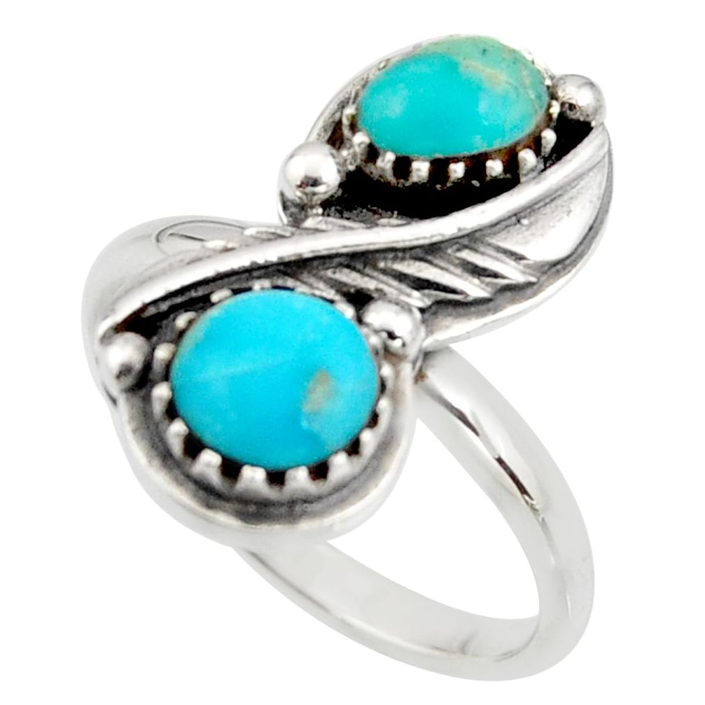 6.20cts green arizona mohave turquoise 925 sterling silver ring size 10 c8749