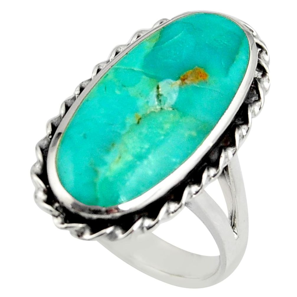 13.07cts green arizona mohave turquoise 925 sterling silver ring size 9 c8753