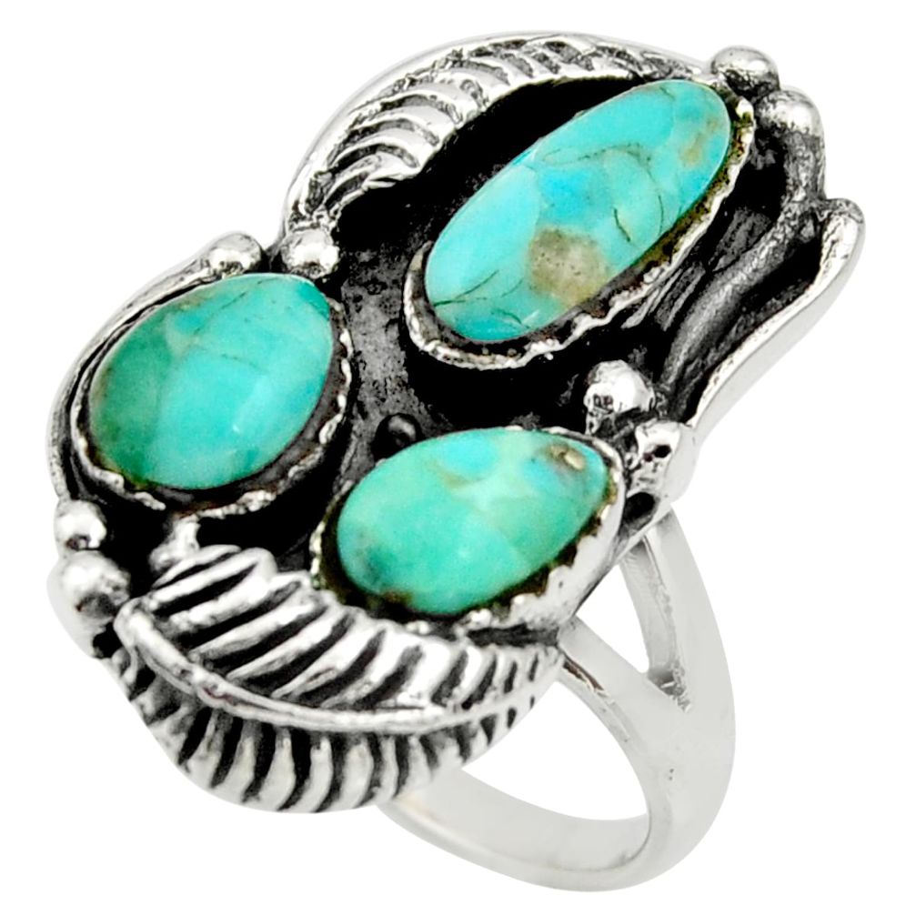 10.13cts green arizona mohave turquoise 925 sterling silver ring size 10.5 c8755