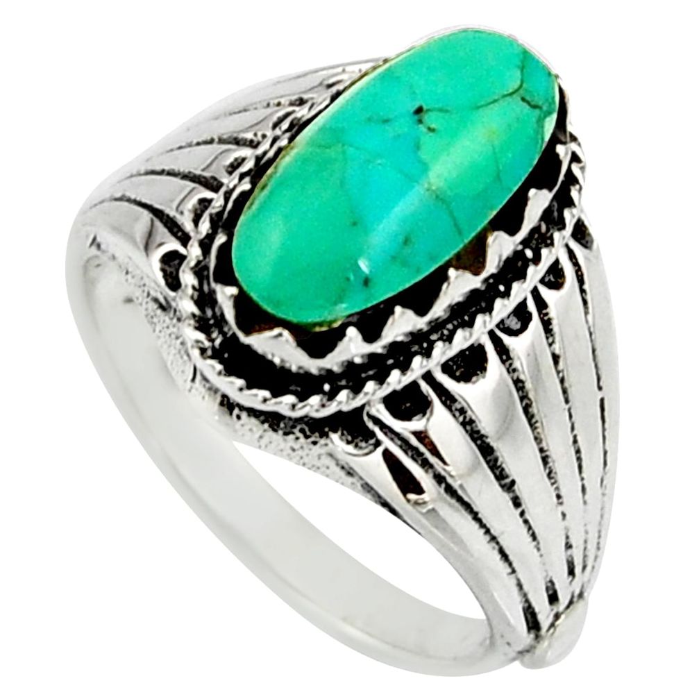 2.93cts green arizona mohave turquoise 925 sterling silver ring size 6 c8756