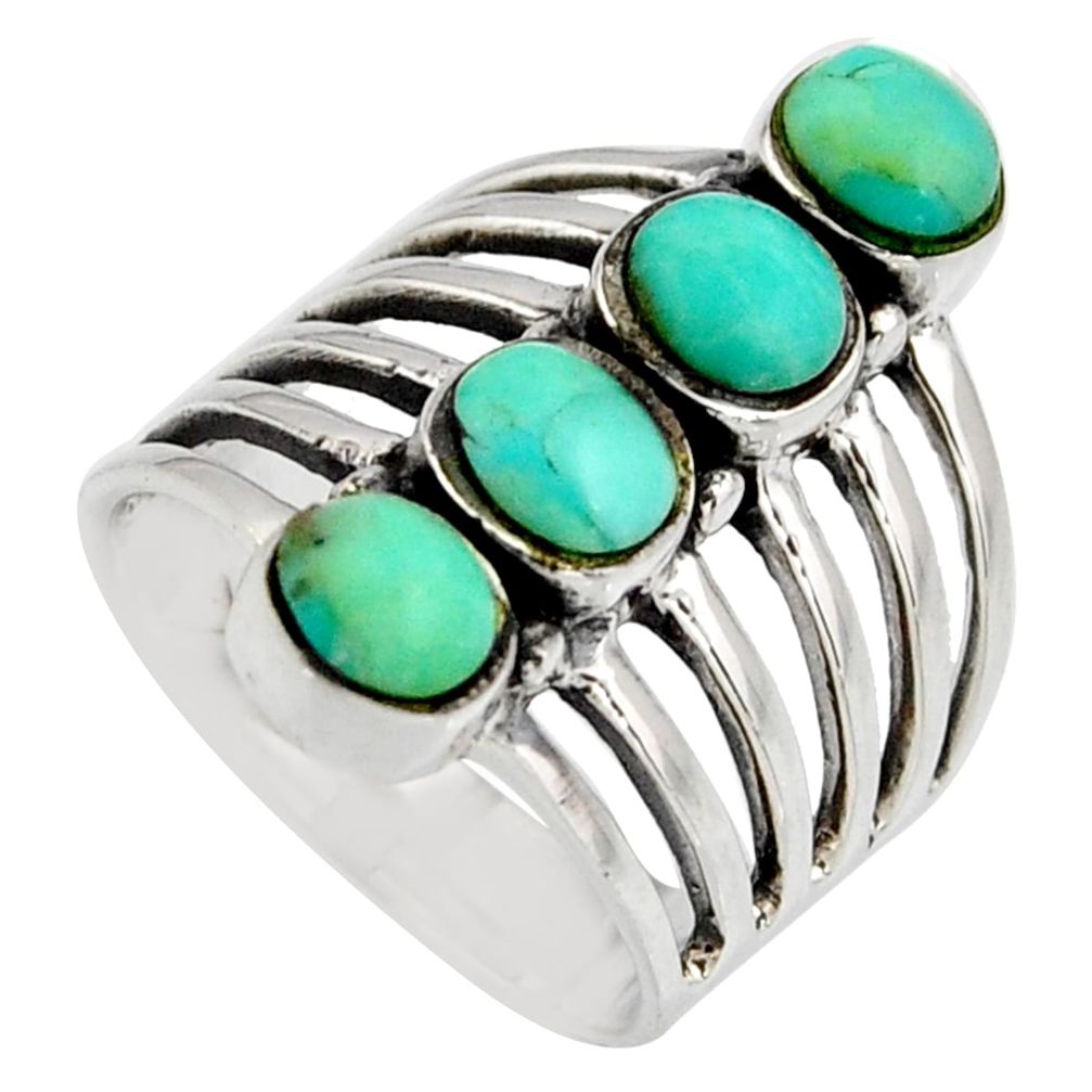 925 sterling silver 3.22cts green arizona mohave turquoise ring size 7 c8758