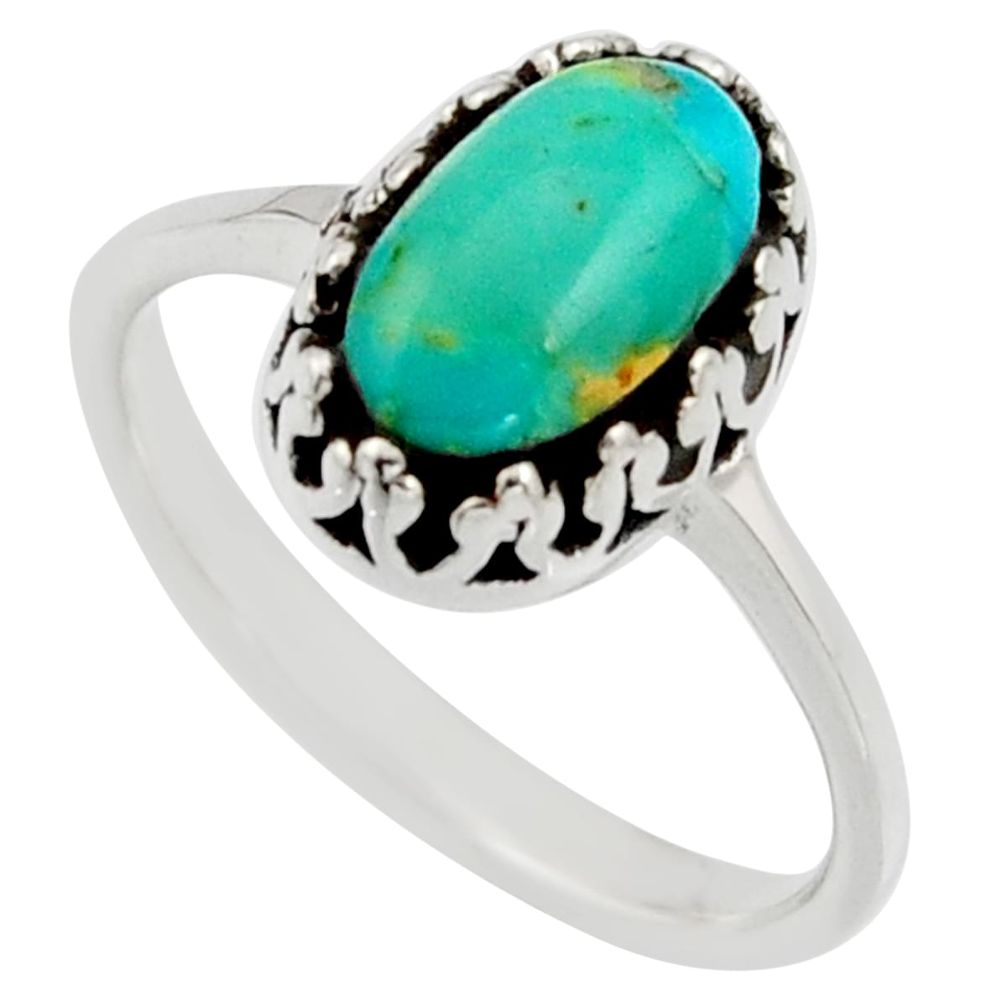 2.81cts green arizona mohave turquoise 925 sterling silver ring size 8 c8759