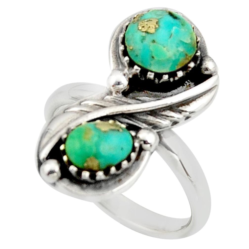6.20cts green arizona mohave turquoise 925 sterling silver ring size 8 c8762