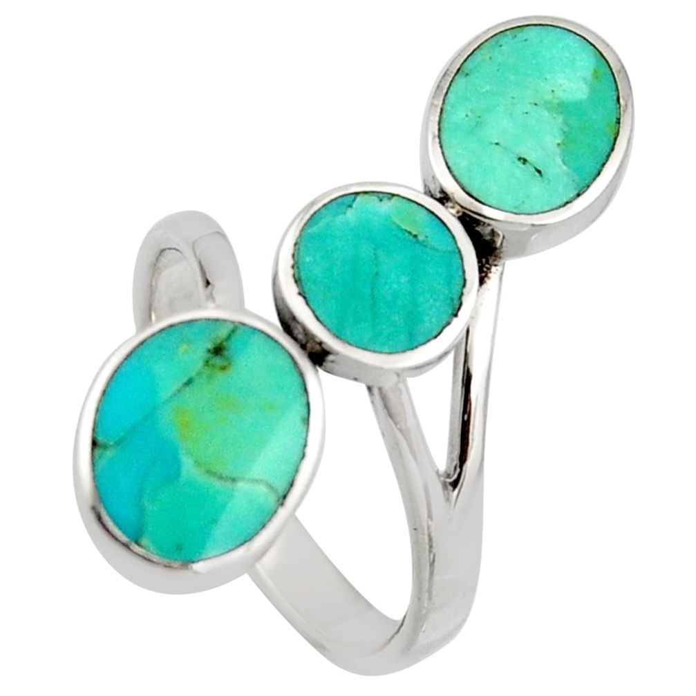 4.68gms green arizona mohave turquoise enamel 925 silver ring size 8 c8763