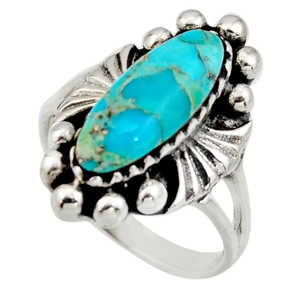 5.62cts green arizona mohave turquoise 925 sterling silver ring size 9 c8766