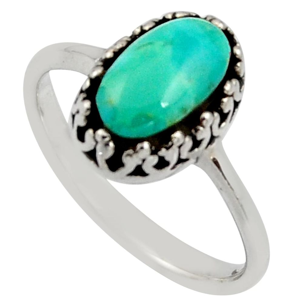 925 sterling silver 3.83cts green arizona mohave turquoise ring size 9 c8772