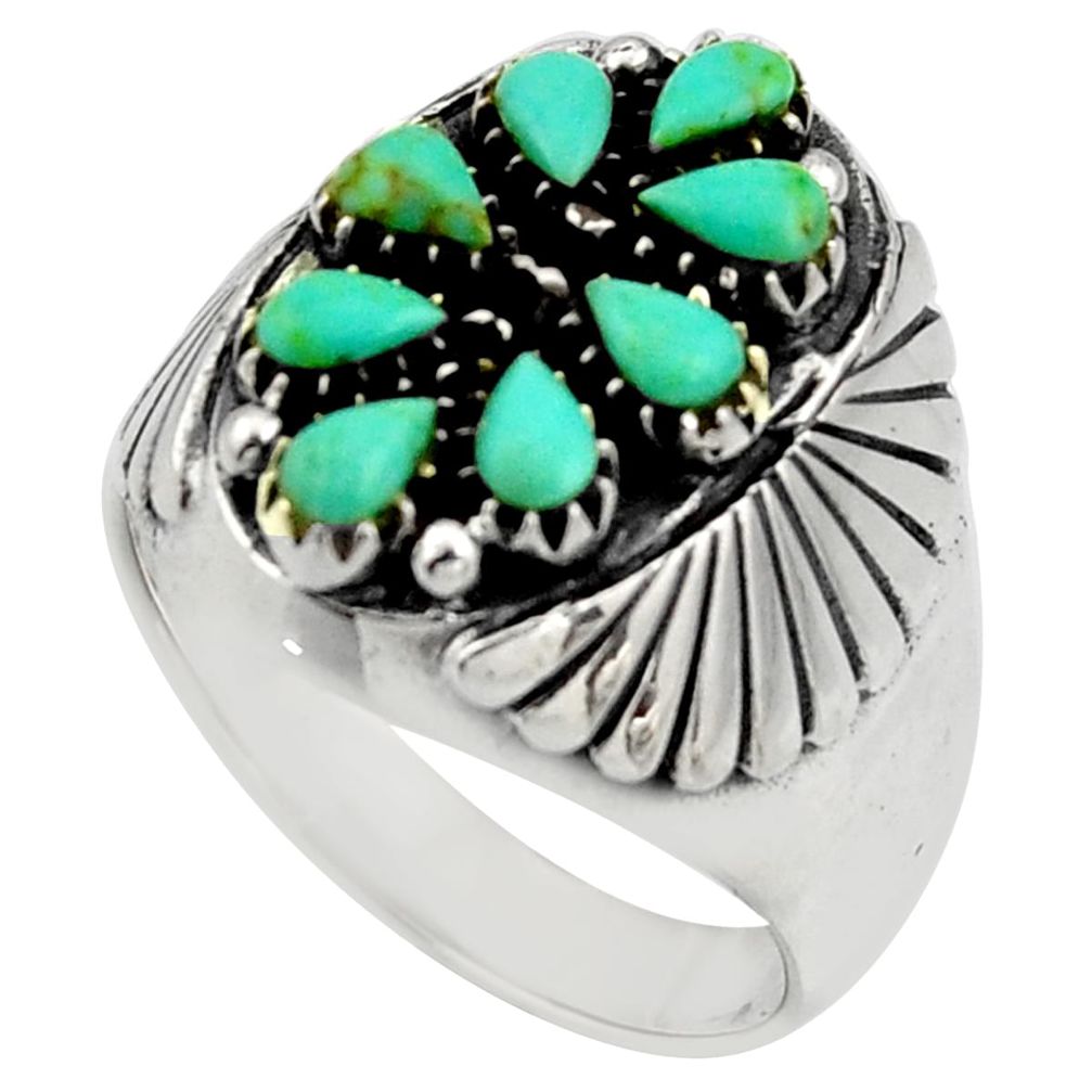 3.39cts green arizona mohave turquoise 925 sterling silver ring size 9.5 c8773