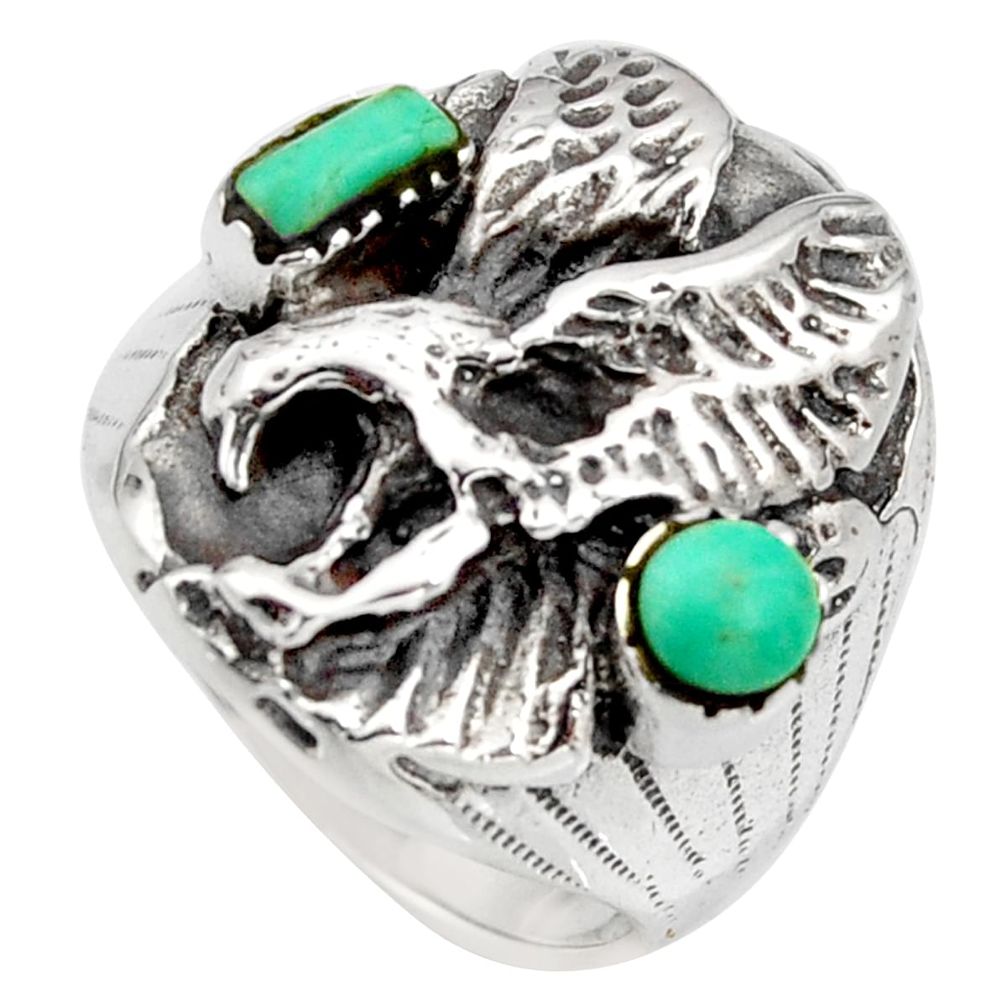 925 silver 1.47cts green arizona mohave turquoise eagle ring size 8.5 c8776