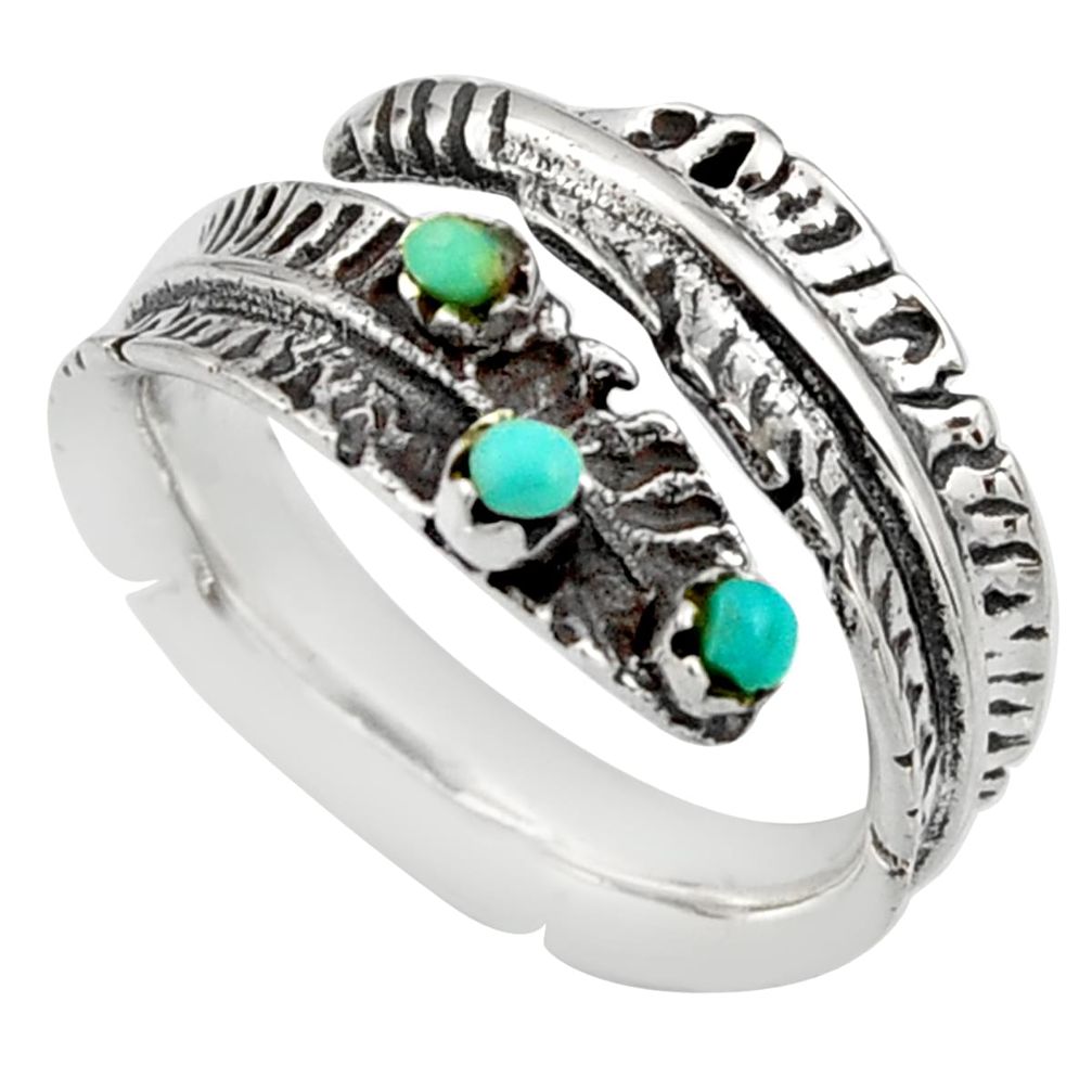 0.28cts green arizona mohave turquoise 925 silver adjustable ring size 7 c8777