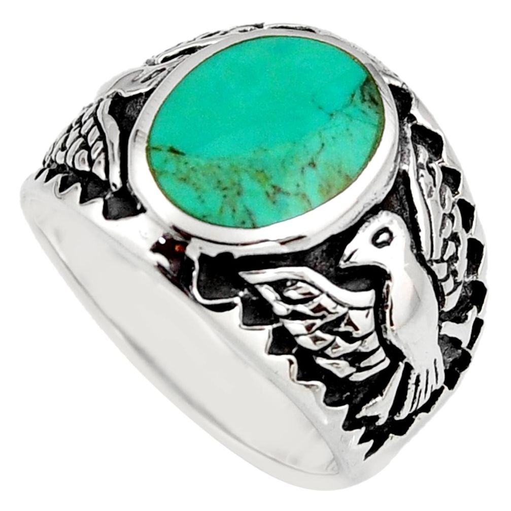 925 sterling silver 5.23cts green arizona mohave turquoise ring size 10.5 c8780