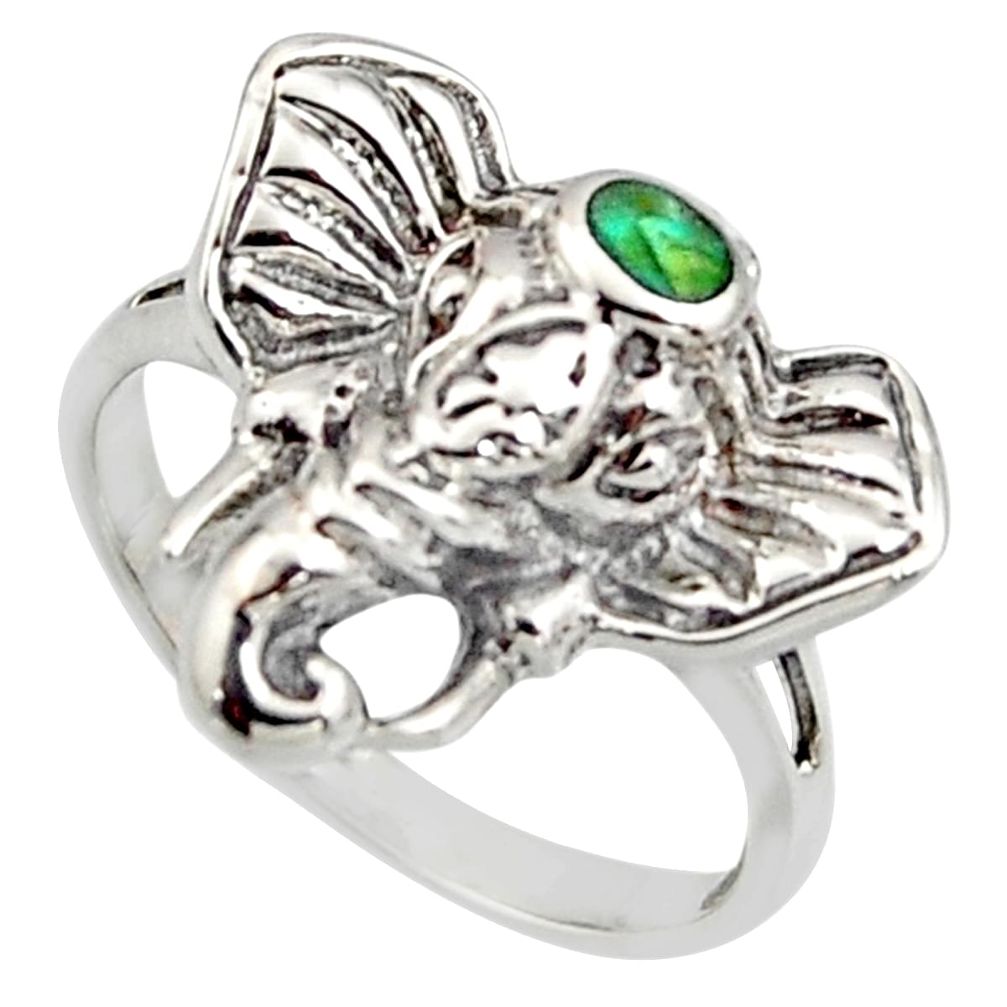 925 silver 3.48gms green arizona mohave turquoise elephant ring size 6 c8784