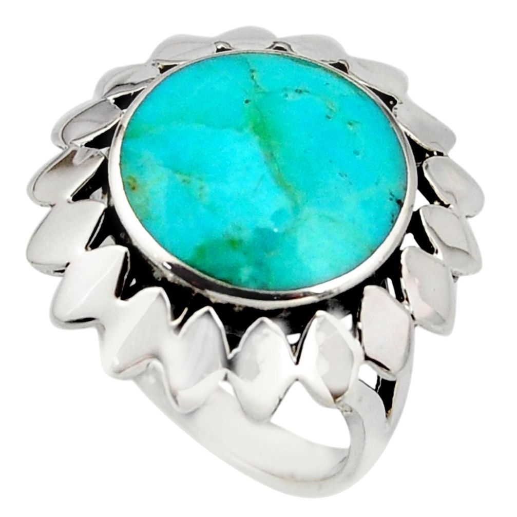 7.52cts green arizona mohave turquoise 925 sterling silver ring size 7 c8785