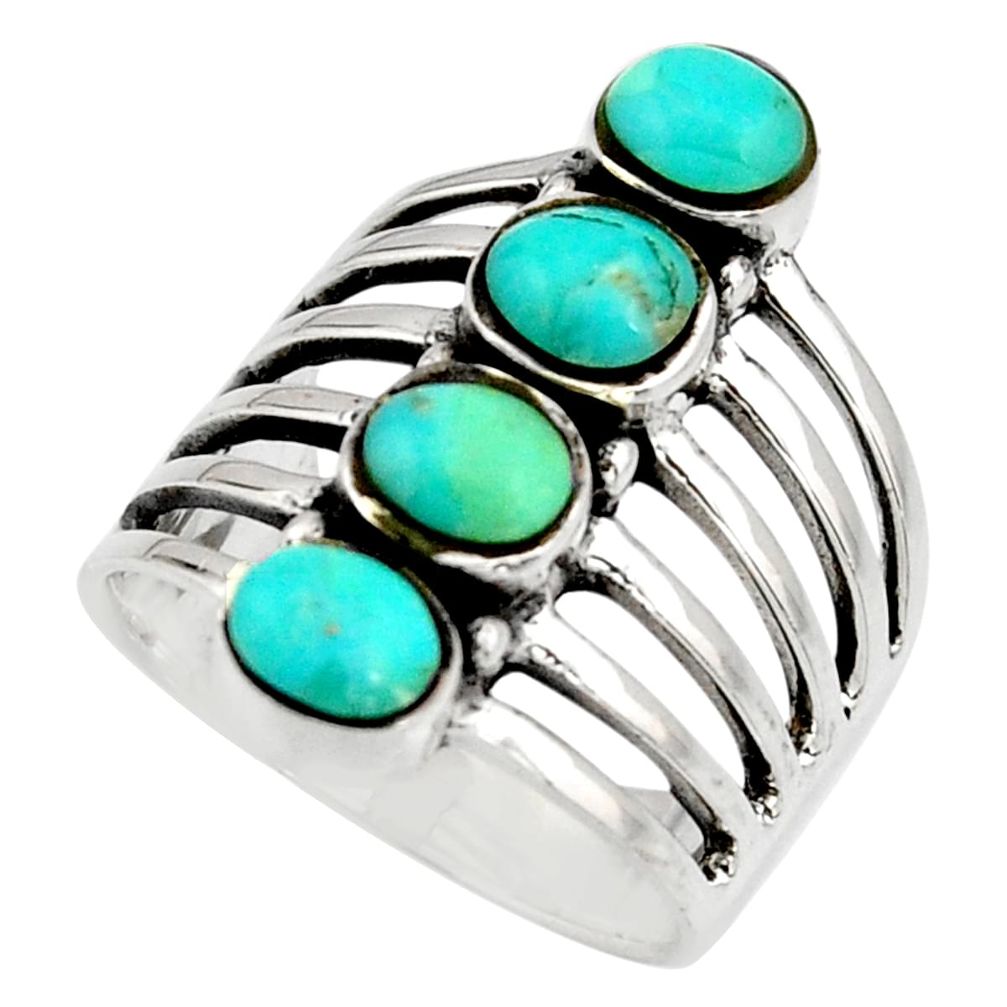 3.48cts green arizona mohave turquoise 925 sterling silver ring size 8 c8786