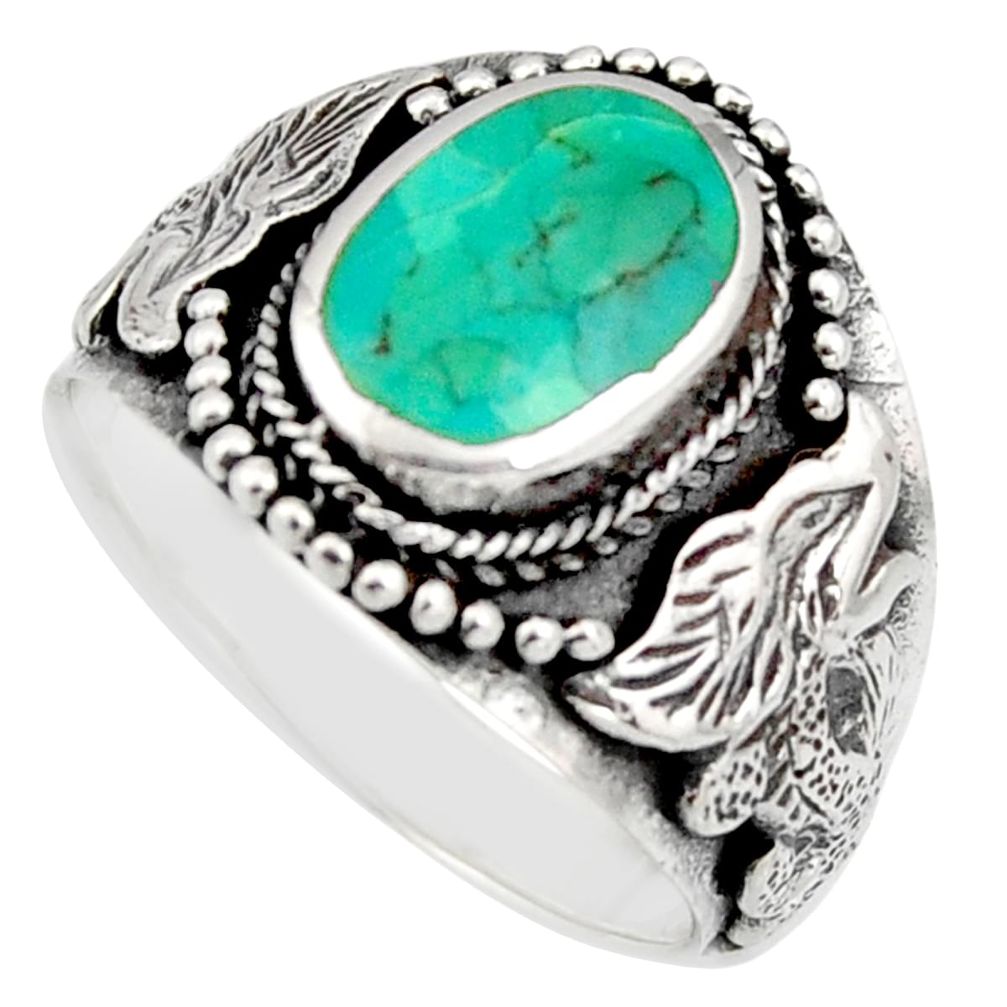 7.89gms green arizona mohave turquoise enamel 925 silver ring size 9.5 c8789