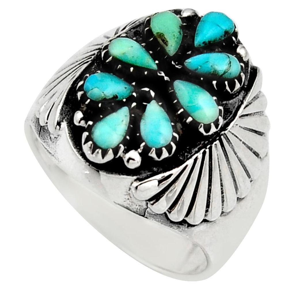 3.21cts green arizona mohave turquoise 925 sterling silver ring size 9 c8791