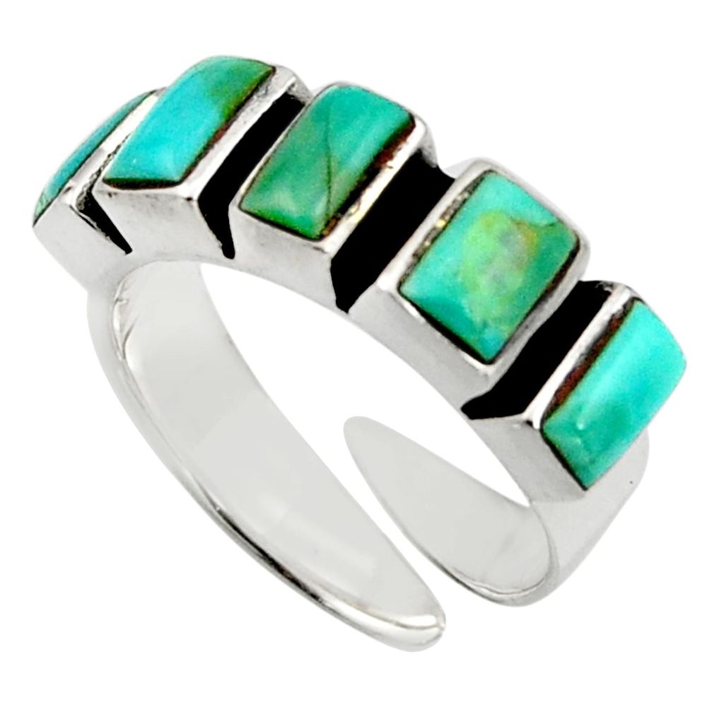 5.36cts green arizona mohave turquoise 925 sterling silver ring size 6 c8793
