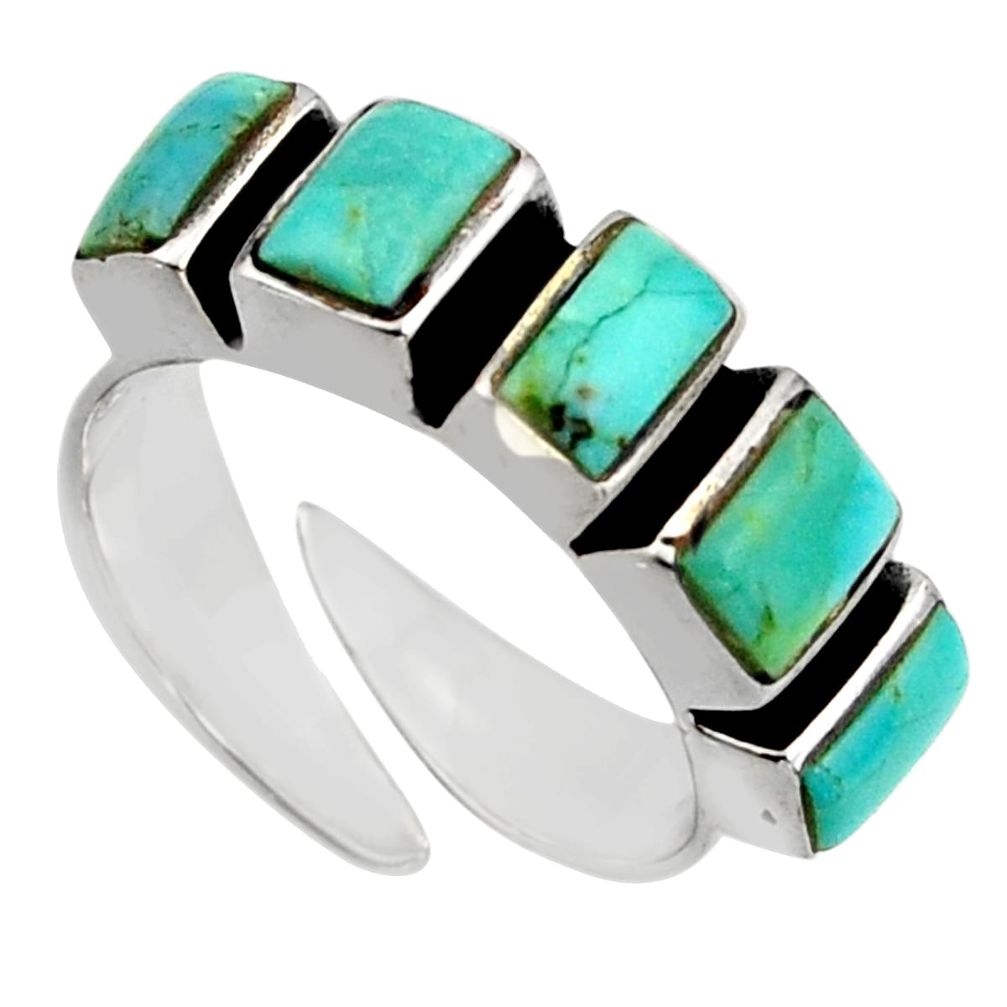 925 silver 5.63cts green arizona mohave turquoise adjustable ring size 6 c8798