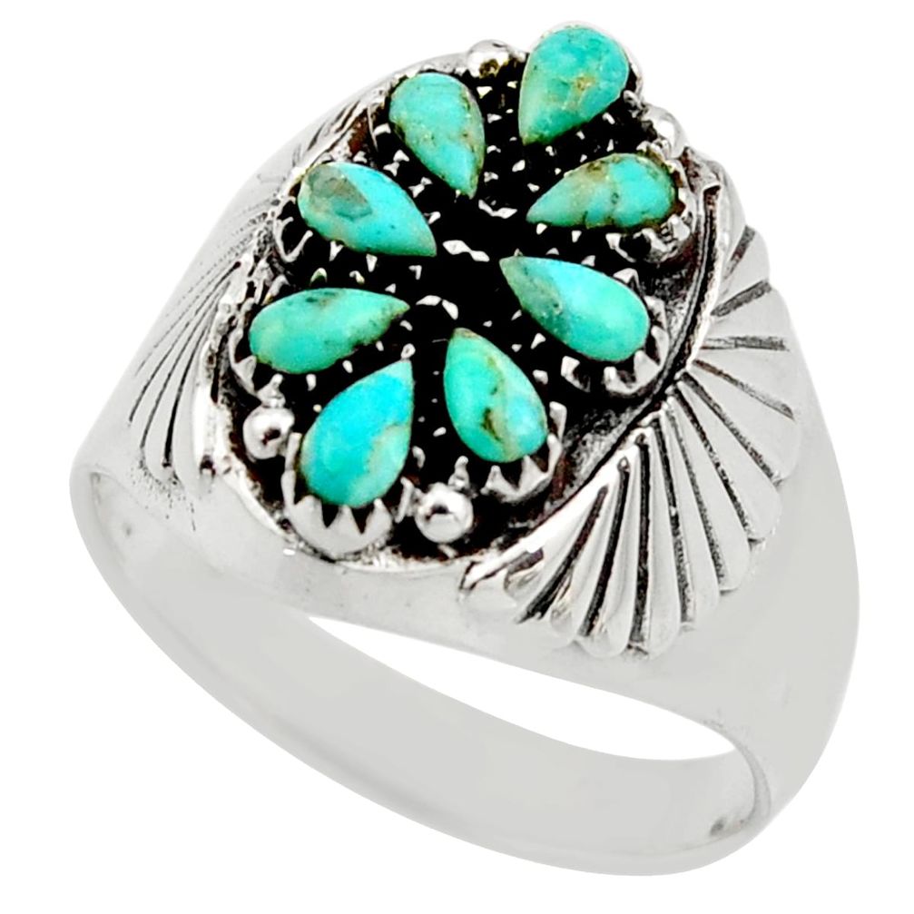 3.70cts green arizona mohave turquoise 925 sterling silver ring size 12.5 c8799