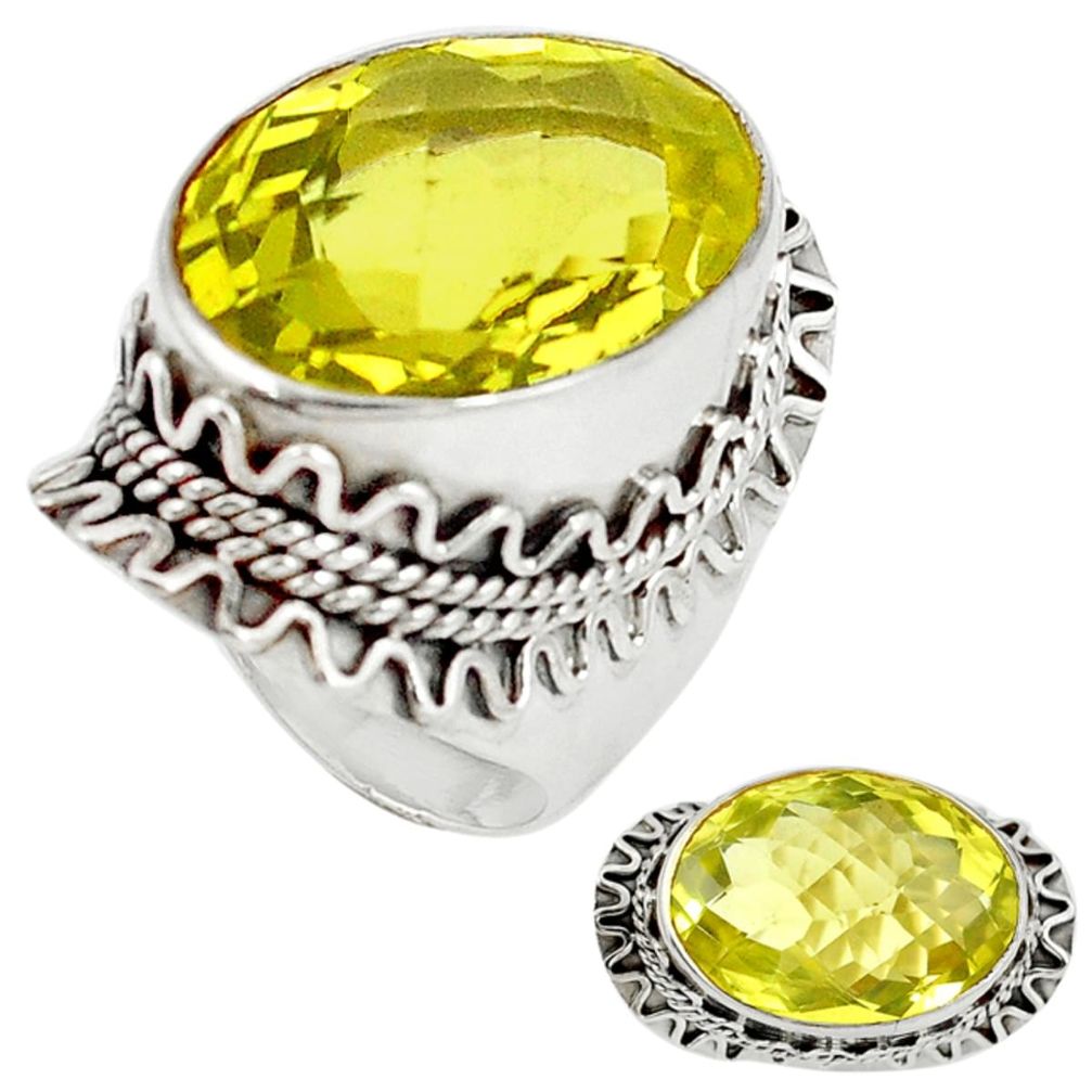 Natural lemon topaz oval 925 sterling silver ring jewelry size 8.5 d10390