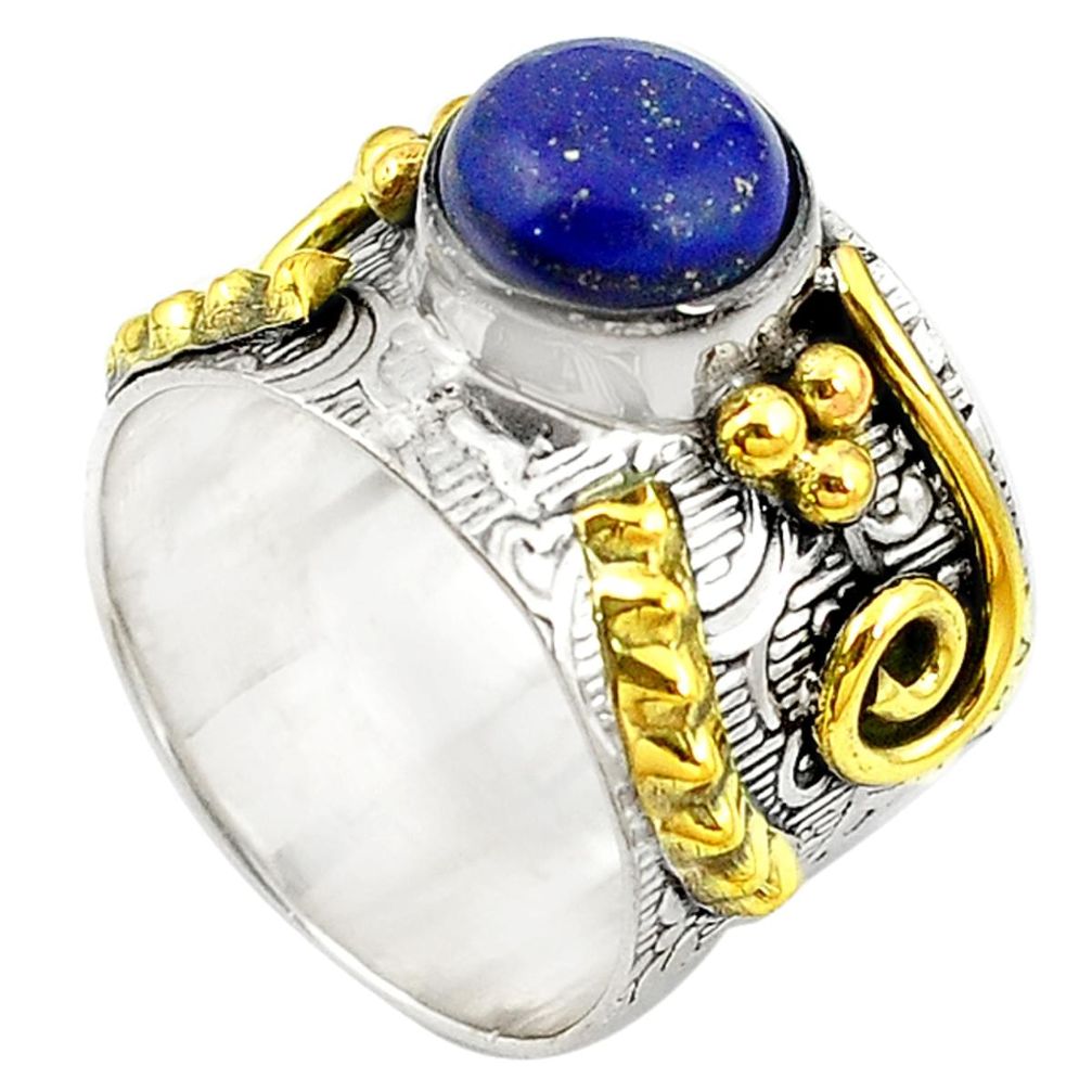 is lazuli 925 silver 14k gold two tone band ring size 8.5 d10723