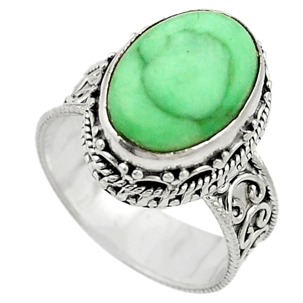 Natural green variscite 925 sterling silver ring jewelry size 7.5 d11052