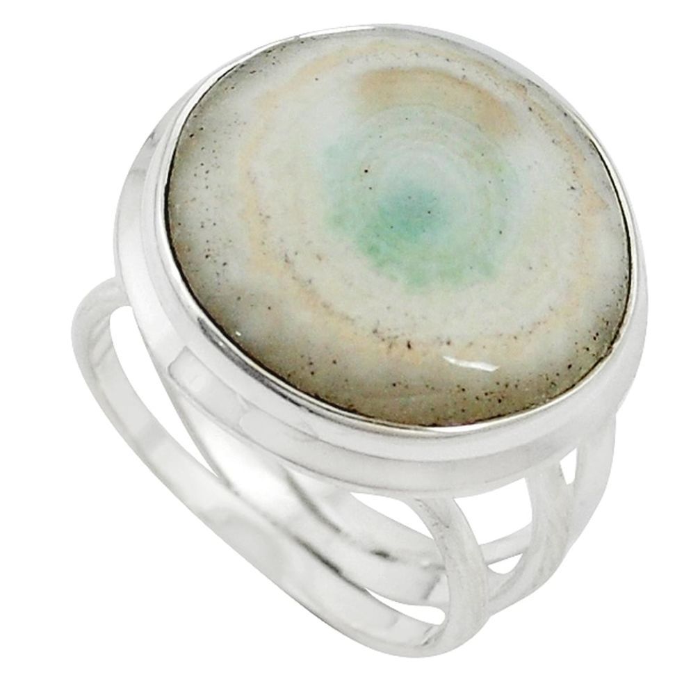 Natural white solar eye 925 sterling silver ring jewelry size 8.5 d11120