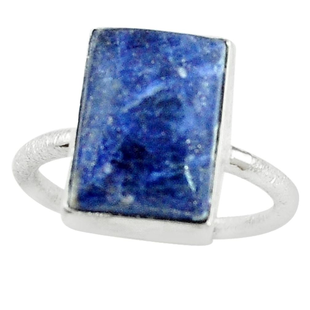 925 sterling silver natural blue sodalite octagan ring jewelry size 9 d14284