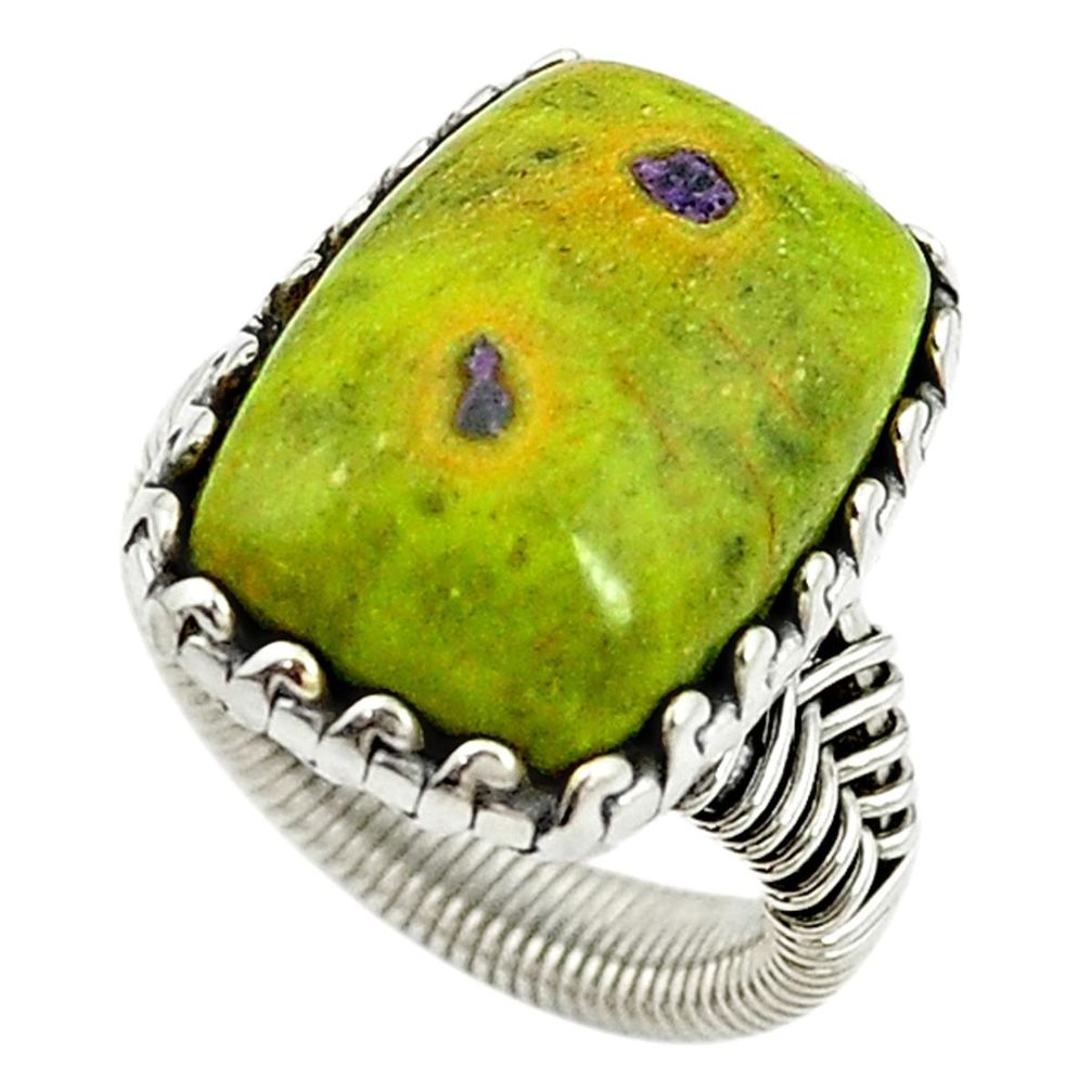 925 silver atlantisite (tasmanite) stichtite-serpentine ring size 5.5 d15400