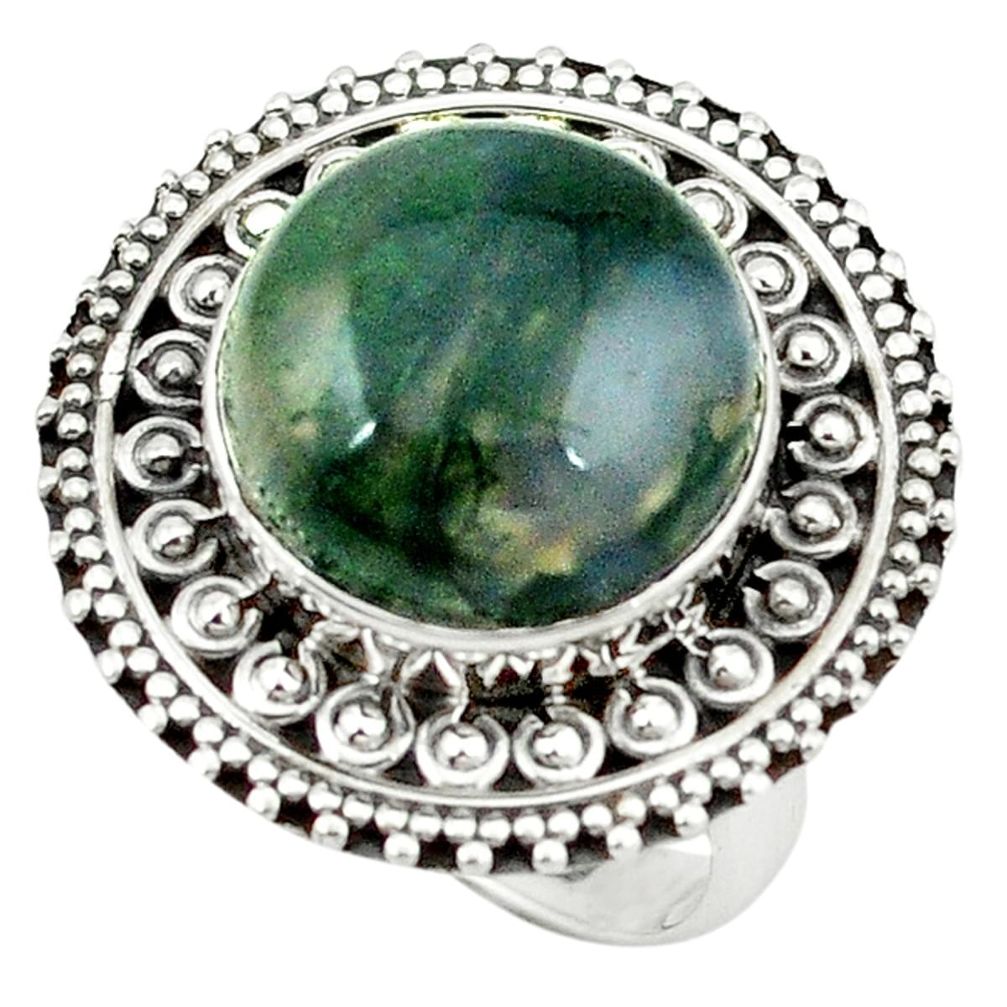 Natural green moss agate 925 sterling silver ring jewelry size 8 d1580