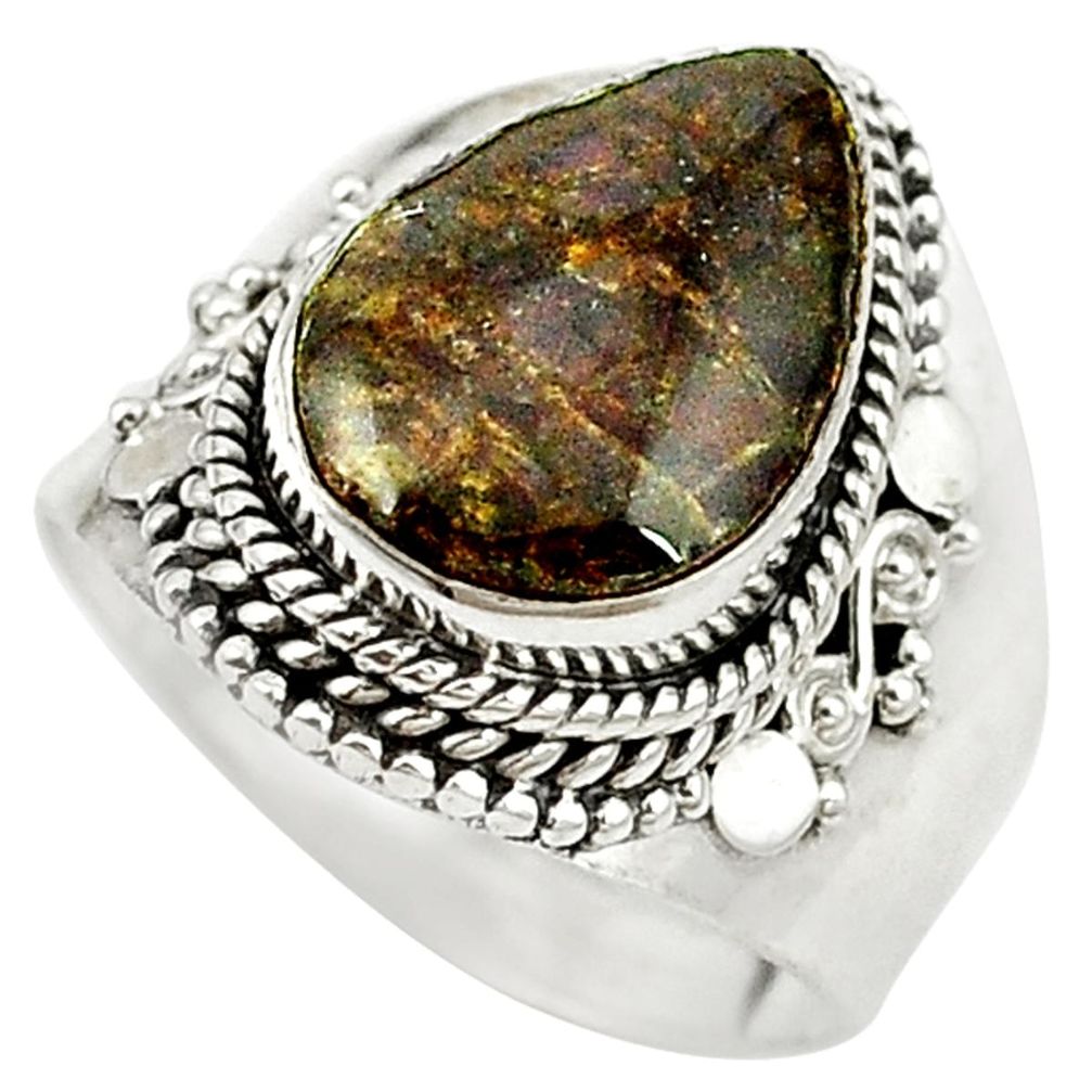 925 silver natural multi color ammolite (canadian) ring jewelry size 8.5 d16969