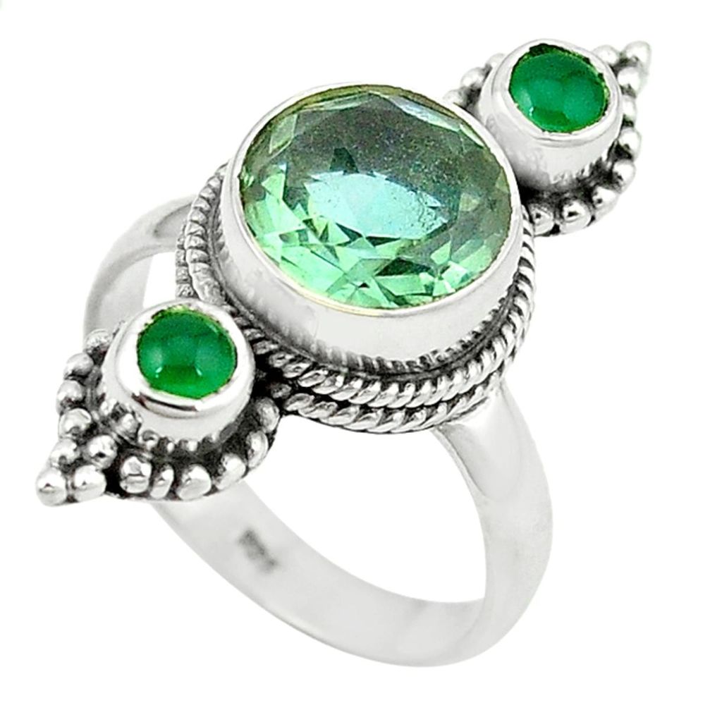 925 silver green alexandrite (lab) chalcedony ring jewelry size 7.5 d1874