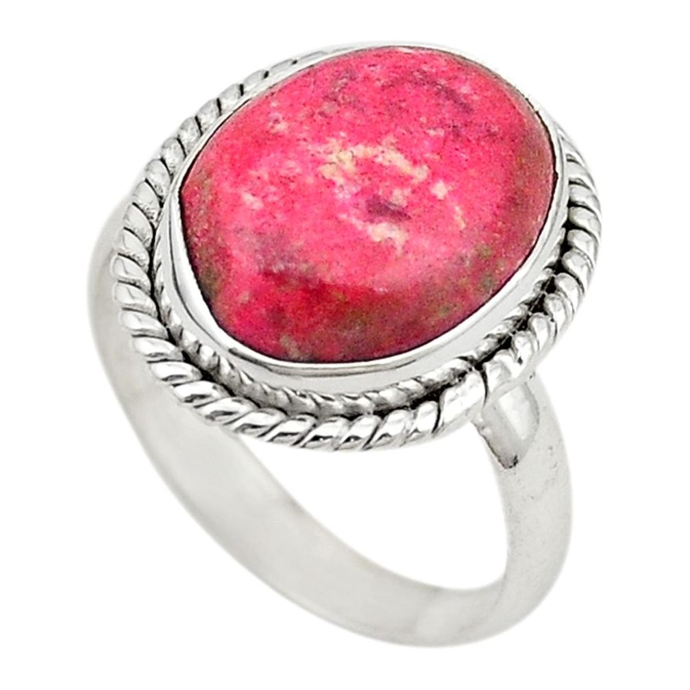 Natural pink thulite (unionite, pink zoisite) 925 silver ring size 8.5 d18977