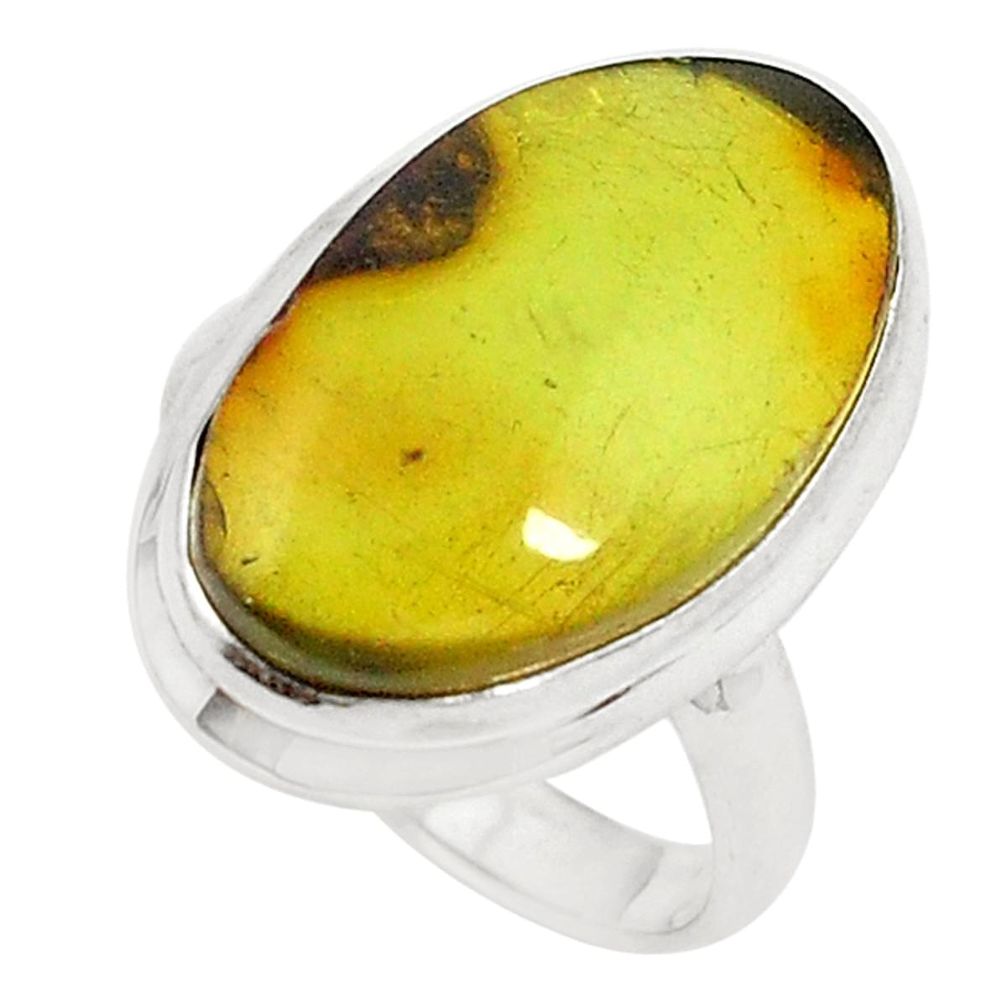 925 sterling silver natural green amber from colombia ring size 7 d20236