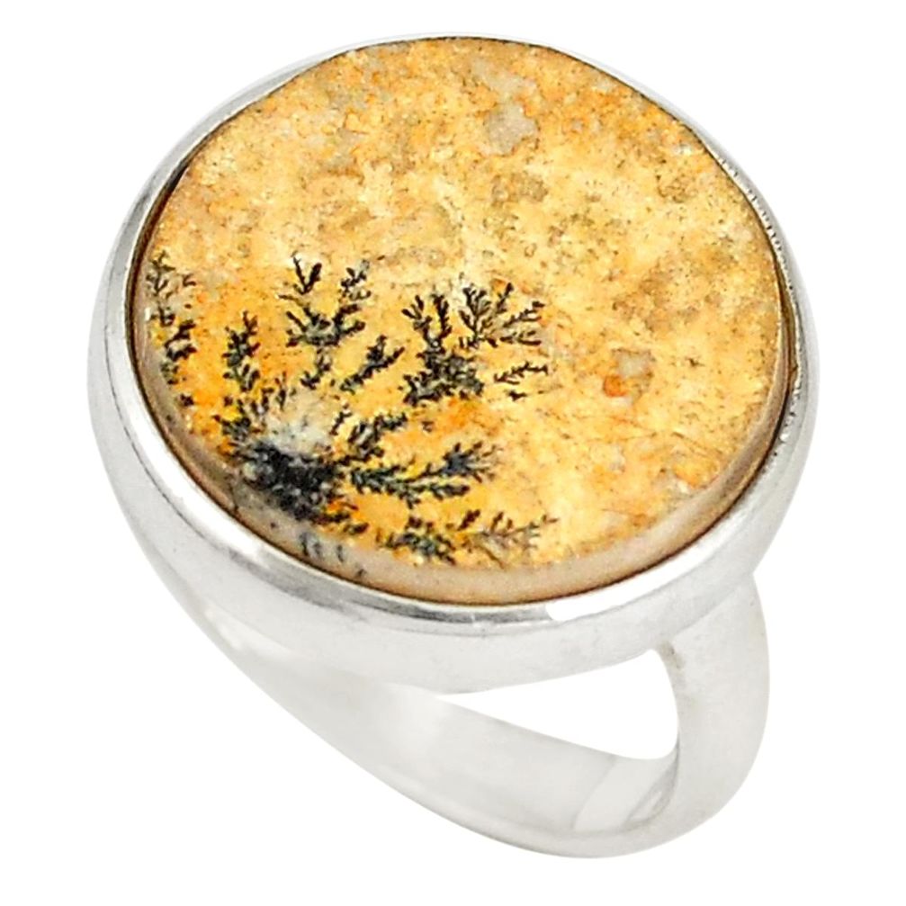 Natural multi color germany psilomelane dendrite 925 silver ring size 7 d20756