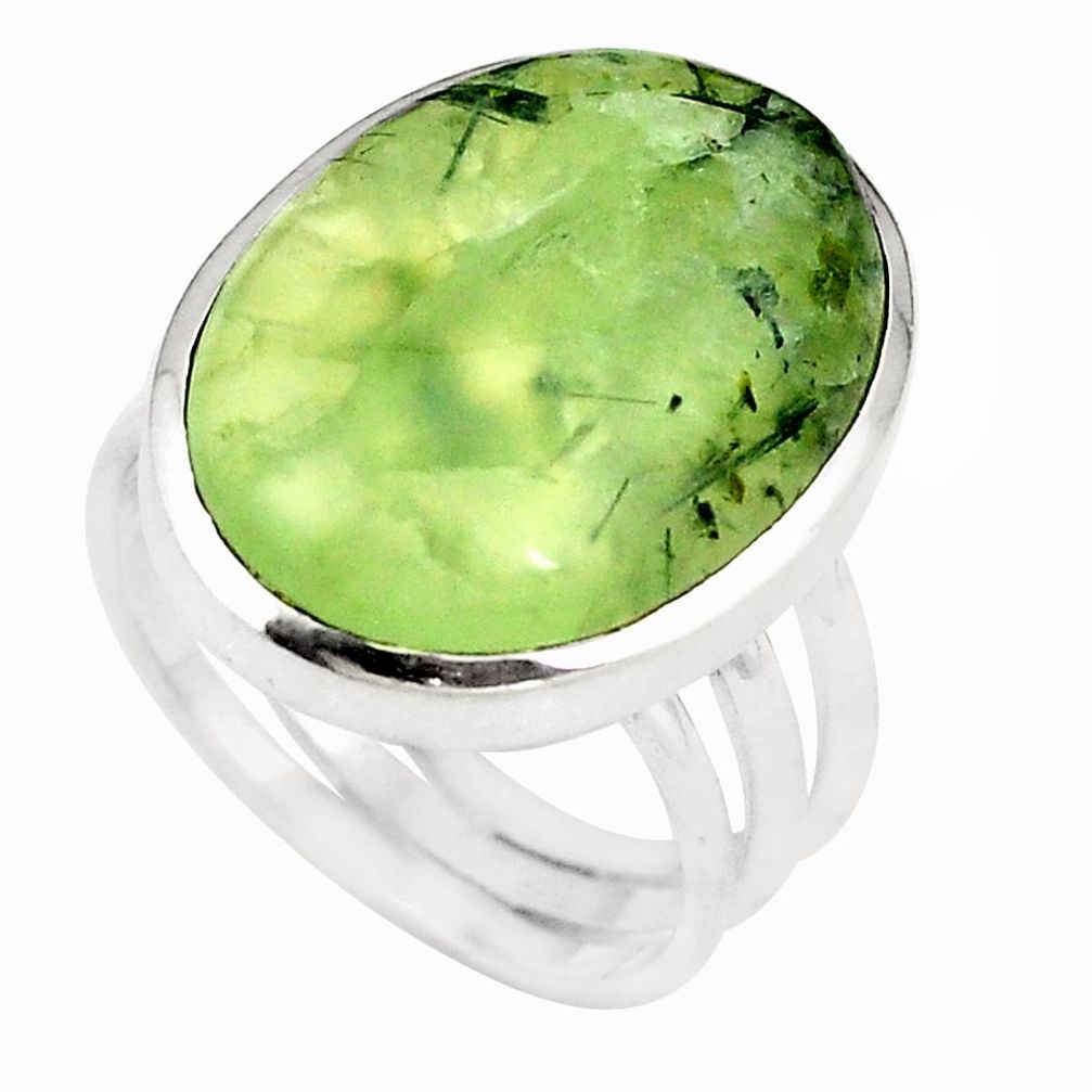 925 sterling silver natural green prehnite ring jewelry size 8.5 d20880