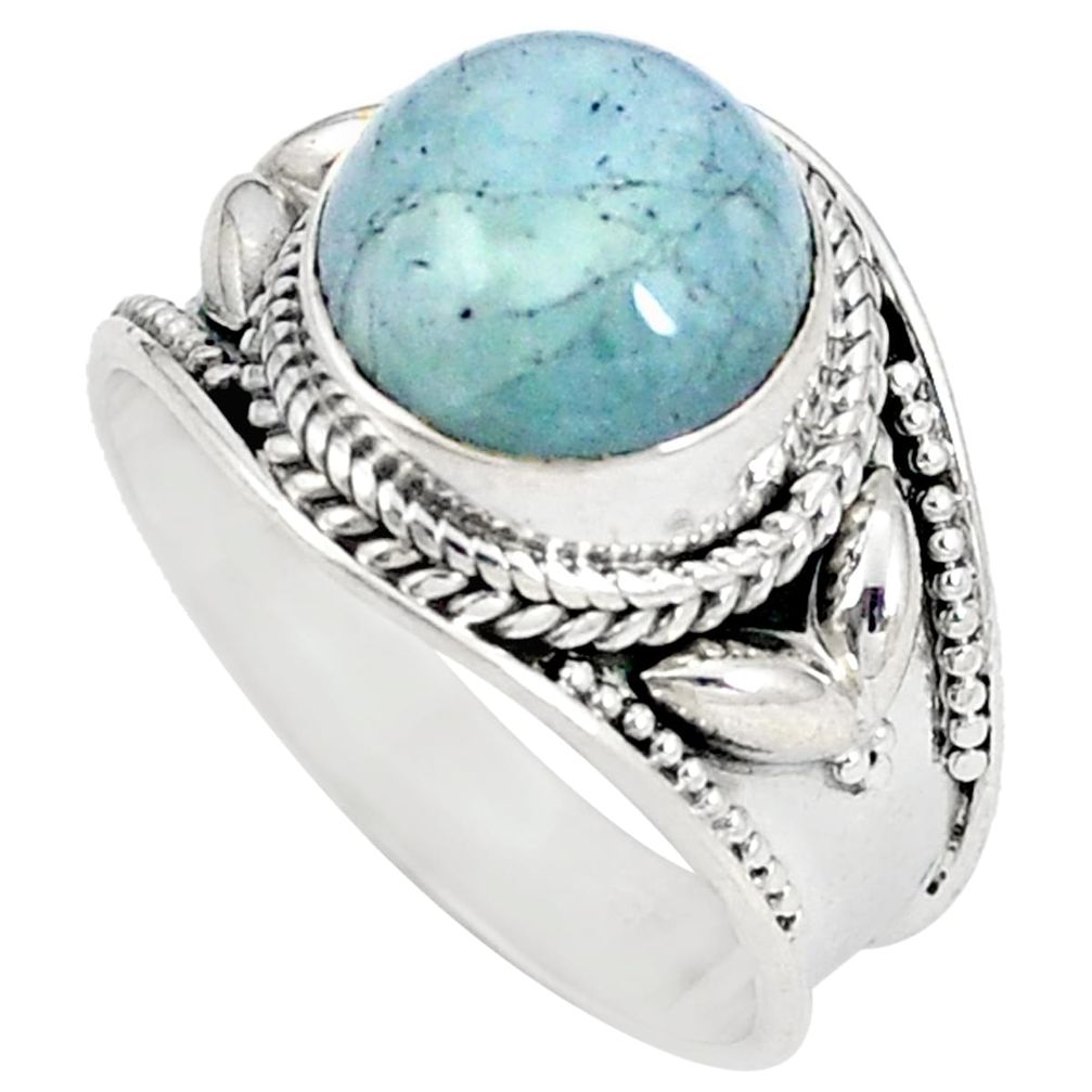 925 sterling silver natural green aquamarine ring jewelry size 8.5 d20896