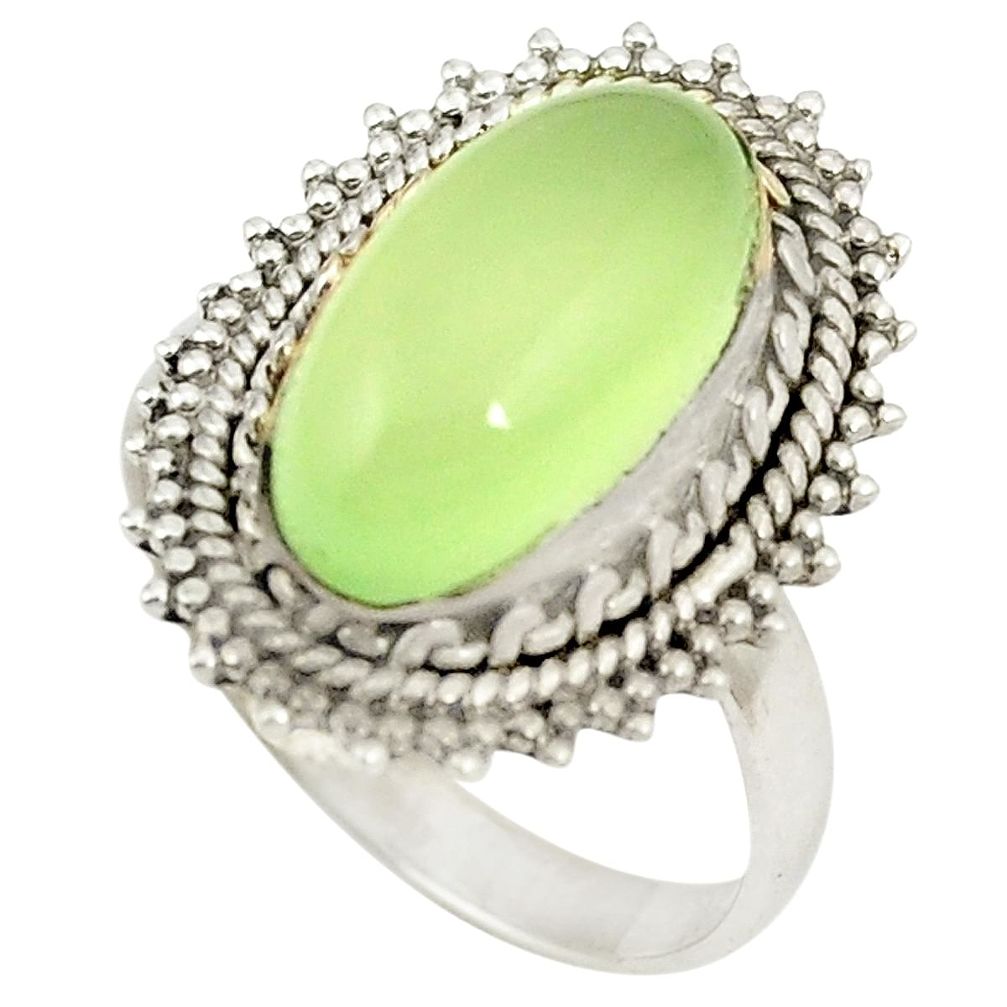 Natural green prehnite 925 sterling silver ring jewelry size 8.5 d25061