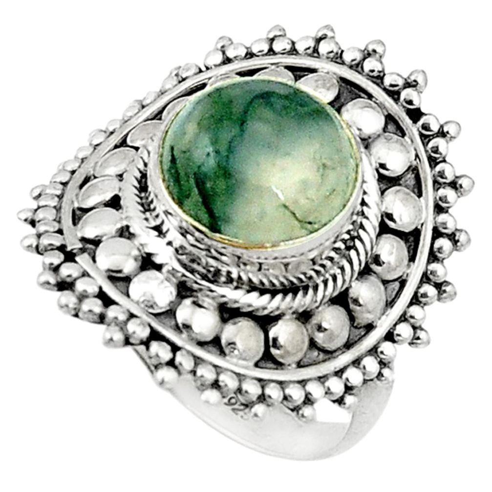 Natural green moss agate 925 sterling silver ring jewelry size 8.5 d4896