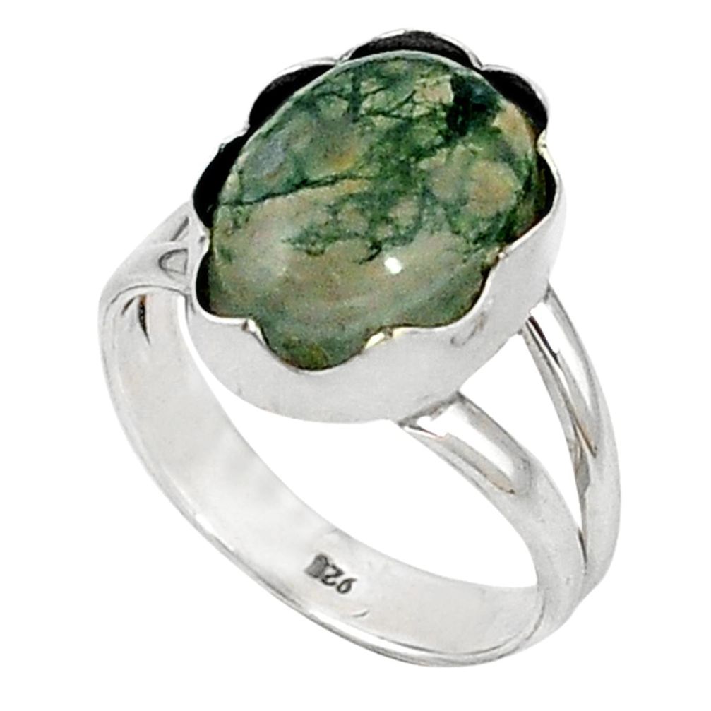 Natural green moss agate 925 sterling silver ring jewelry size 7.5 d5520