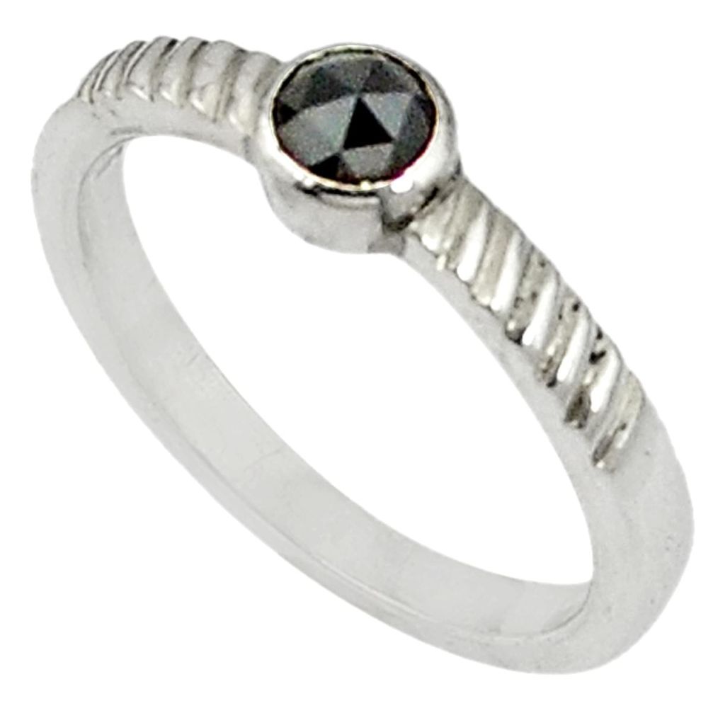 black diamond 925 sterling silver ring jewelry size 9 d5649